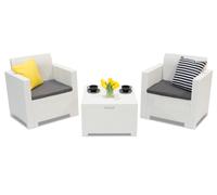 Set in technorattan Nebraska Terrace Box 2 con cassa bianco Bica