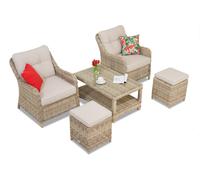 Set in technorattan Toledo Terrace con pouf beige garden point