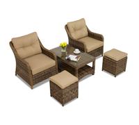 Set in technorattan Toledo Terrace con pouf marrone garden point