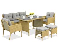Set in tecnorattan con pouf Bari Garden Point beige