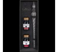 Set Inchiostri E Penna In Vetro Trasparente