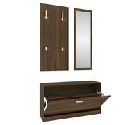 Set ingresso 3 in 1, scarpiera con specchio e appendiabiti, | Ampio scomparto con divisorio, 4 ganci robusti, superficie liscia resistente all'umidità, montaggio facile con manuale