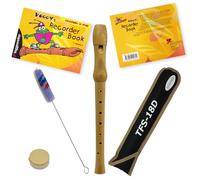 Set iniziale con flauto dolce + libro di testo: Tuyama TFS-18D flauto dolce in legno d'acero (impugnatura tedesca) + 'Voggy's Recorder Book' (in inglese, ISBN 9783802404641)
