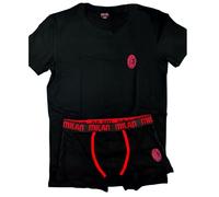 Set Intimo Milan Corto in Cotone ed Elastan - Maglia a Manica Corta Girocollo + Boxer Ufficiale ACMILAN PS 10307