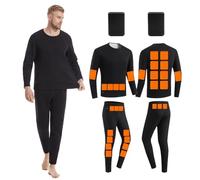 Set Intimo Riscaldato Elettrico Per Uomo Completo Intimo Termico Foderato in Pile Pantaloni Superiori Con Strato Base Caldo,XL,Black