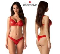 Set Intimo Rosso 2 Pezzi Reggiseno e Slip con Pizzo Obsessive Set Aliosa