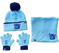 Set invernale 3pz cappello guanti e scaldacollo Disney Stitch Azzurro One size