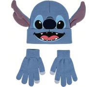 Set invernale con personaggi come Stitch per bambini e bambine 2 o 3 pezzi - Cappello e guanti in lana o set con sciarpa - Accessori termici per bambini morbidi, caldi ed elastici - Ideali per il fred