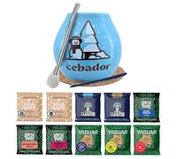 Set invernale di campioni di yerba mate con accessori | Yerba mate Yaguar, Verde Mate, Soul Mate, Guarani | Calabash e yerba mate bombilla | 10x50g | Caffeina naturale | 500g | 0.5 kg