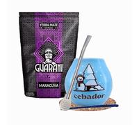 Set invernale di yerba mate Guarani con accessori | Guarani Maracuya | Calabash, bombilla e accessori | Yerba mate del Paraguay | Tè Yerba mate | Caffeina naturale | 500g | 0,5kg