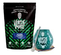 Set invernale di yerba mate Verde Mate con accessori | Verde Mate Green Winter Edition | Calabash, bombilla e accessori | Yerba mate brasiliano | Caffeina naturale | 500g | 0,5kg