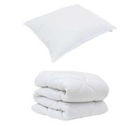 Set invernale in microfibra trapuntato con copriletto e cuscino, 155 x 200 cm, bianco, super caldo, 450 g/m². Design a scatola resistente, lavabile in lavatrice e imballato sottovuoto. Letto comodo p