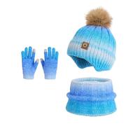 Set Invernale per Bambino, Scaldacollo Guanti, Cappello Sciarpa Guanti Invernale Set per Bambini Termici Cappelli Berretti Scaldacollo Bambini in Maglia con Fodera in Pile per 2-10Anni Bambina Bimbo-C
