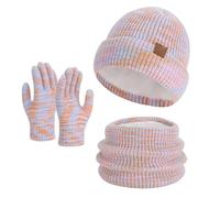 Set invernale unisex 3 pezzi - cappello, scaldacollo e guanti | set di accessori morbidi e foderati per uomo e donna, Stil_s05 rosa, taglia unica