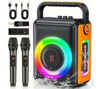 Set Karaoke JYX con 2 microfoni wireless + luce RGB - Sistema PA Bluetooth per feste in casa - TF/USB/AUX/Rec/TWS Qualità audio eccezionale: dotato di un altoparlante full-range da 6,5 pollici che cop