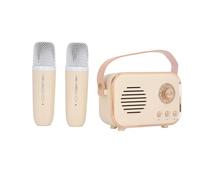 Set Karaoke Portatile con Piccolo Altoparlante BT, Microfono Wireless Leggero con Batteria Al Litio per Uso Interno Ed Esterno, Trasmissione del Suono Quasi Senza Perdita, (Beige)