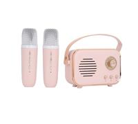 Set Karaoke Portatile con Piccolo Altoparlante BT, Microfono Wireless Leggero con Batteria Al Litio per Uso Interno Ed Esterno, Trasmissione del Suono Quasi Senza Perdita, (Roseo)