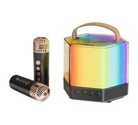 Set karaoke wireless - Altoparlante da 4,09 pollici | Mini microfono per karaoke con 2 microfoni, effetti di luce RGB, suono stereo da 5 W - Portatile per feste, famiglia, all'aperto
