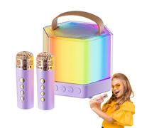 Set karaoke wireless - Altoparlante da 4,09 pollici | Mini microfono per karaoke con 2 microfoni, effetti di luce RGB, suono stereo da 5 W - Portatile per feste, famiglia, all'aperto