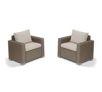 SET KETER CALIFORNIA 2 POLTRONE DIVANETTI IN RATTAN C/CUSCINO CAPPUCCINO (38665)