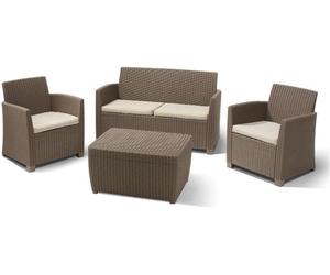 SET KETER MIA LOUNGE SALOTTINO DA GIARDINO 4 PEZZI IN RATTAN CAPPUCCINO (01242)
