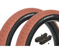 KHE Acme BMX - Set di pneumatici 20 x 2,40 pollici, ca. 640 g, fascia in acciaio, con tubi Kenda AV - voluminosi e maneggevoli - Street & Park - marrone