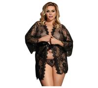 SUBBLIME - QUEEN PLUS LACE PEIGNOIR MANICHE SVASATE