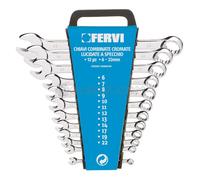 SET KIT 12 PZ CHIAVI COMBINATE METRICHE FISSE STELLA 6-22 MM CROMATE FERVI 0199