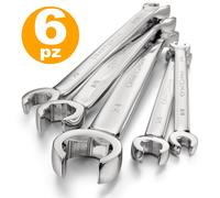 SET KIT 6 CHIAVI POLIGONALI DOPPIE APERTE CHROME VANADIUM CHIAVE A STELLA ANELLO