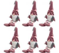 Set Kit 6 Gnomi Decorazione Natalizia Albero di Natale Altezza 45 cm Rosa Antico
