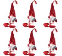 Set Kit 6 Gnomi Decorazione Natalizia Albero di Natale Altezza 45cm Colore Rosso