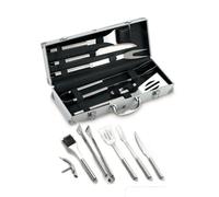 SET ATTREZZI UTENSILI BARBECUE 6PZ ACCIAIO INOX VALIGETTA ALLUMINIO OMPAGRILL