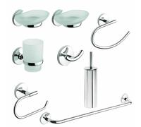 METAFORM Set Accessori Bagno Kit Completo One Cromo 8 Pezzi in Acciaio Cromato