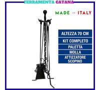 set kit attrezzi accessori per camino caminetto a legna in ferro battuto 4 pezzi