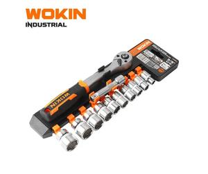 SET KIT CRICCHETTO REVERSIBILE CON 12 CHIAVI A BUSSOLA 3/8" WOKIN PROFESSIONALE