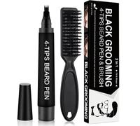 Set Kit Penna per Riempimento Barba, Penna Filler per Barba da Uomo, Impermeabile Lunga Durata Strumenti, Barba Istantanea e Matita per Barba (Nero)