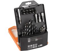 Set kit serie 30 punte trapano elicoidali bits bussole legno pietra metallo AEG