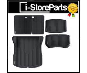 SET KIT TAPPETI AUTO IN GOMMA ANTISCIVOLO BORDO 3D VASCA BAULE PER TESLA MODEL 3