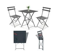 Set Koby Salotto Con Tavolo E 2 Sedie Pieghevoli In Metallo Antracite
