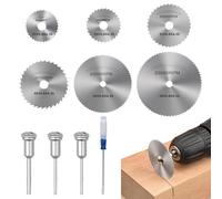 Set lame circolari HSS con cacciavite, 6 dischi da taglio 3 mandrini per utensili rotanti multifunzione, dischi per taglio di legno plastica metallo, accessori per fai da te e modellismo