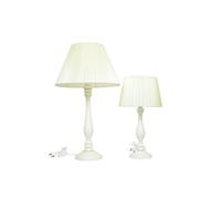 SET LAMPADA LUME GRANDE + PICCOLO DA TAVOLO LEGNO AVORIO PARALUME ECRÙ 53 40 CM