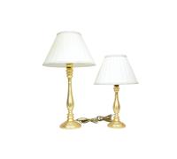 SET LAMPADA LUME GRANDE + PICCOLO DA TAVOLO LEGNO ORO - PARALUME AVORIO 53 40 CM