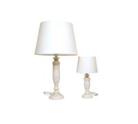 SET LAMPADA LUME GRANDE + PICCOLO TAVOLO ABAT-JOUR AVORIO BIANCO H 60 E 40 CM