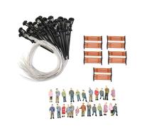 Set lampione da banco figure persone dipinte HO OO per modellismo design parco