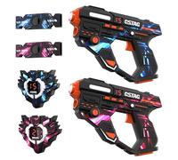 Set Laser Tag Ricaricabile con 2 Pistole e Gilet, Gioco di Combattimento Infrarosso con Sistema di Mira LED, Regalo di Compleanno e Natale per Adulti Bambini, Gioco di Attività Familiare