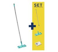 Leifheit Set Clean & Away Scopa lavapavimenti turchese, Set Leifheit lavapavimenti con panni elettrostatici catturapolvere per la pulizia senza acqua