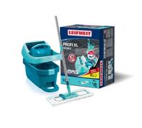 Set lavaggio con secchio strizzatore a ruote Leifheit Profi XL Mobile 55096, mocio piatto 360° con copertura micro duo - Nouvo