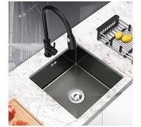Set Lavello Bar Una Vasca Lavello Cucina Piccolo in Acciaio Inox Nano Nero Kit Completo Accessori Lavello Cucina Mini Camper Fatto Mano con Filtro Scarico