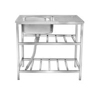 Set lavello da cucina commerciale, lavello di servizio indipendente in acciaio inox 1 scomparto, lavabo con rubinetto, lavabo di servizio con banco da lavoro, for interni ed esterni(Without Faucet,83*