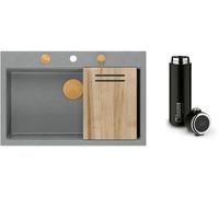 Set lavello GraniteQ Quadron Marc HQM7650U5_PVDC1, bicchiere termico Quadron M0051